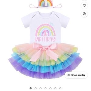 1st birthday TWINS Rainbow Birthday Tutu Dress with Headband
